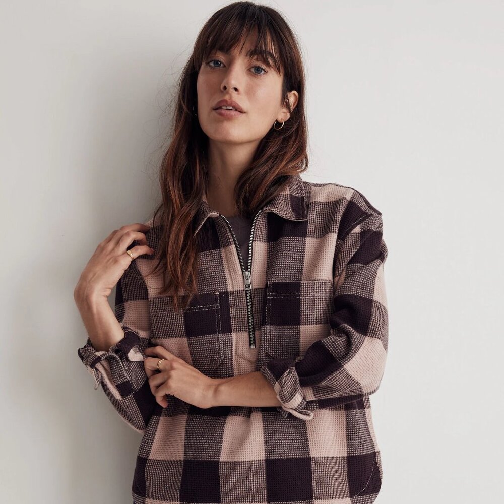 Madewell Waffle Half-Zip Popover Shirt